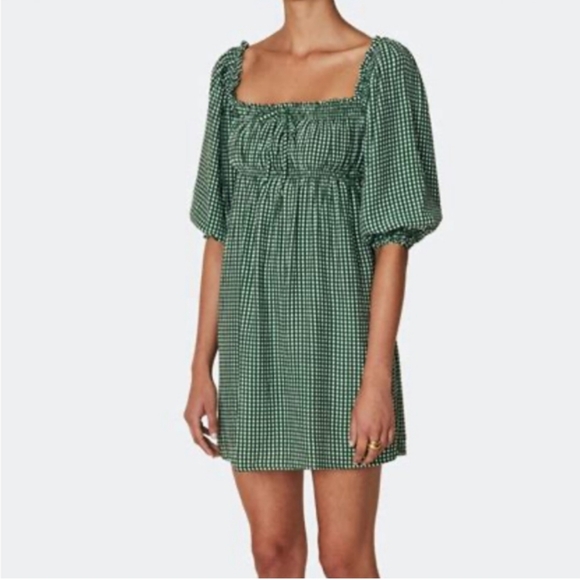 Gingham puff sleeve mini dress - faithfull the brand - Picture 1 of 7